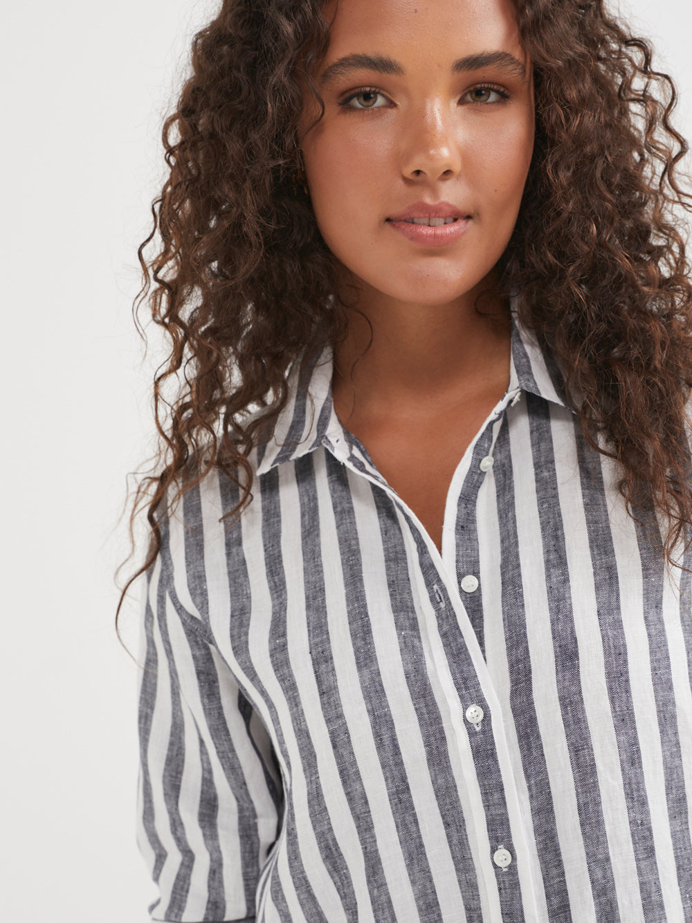 The Stripe Linen Longline Shirt