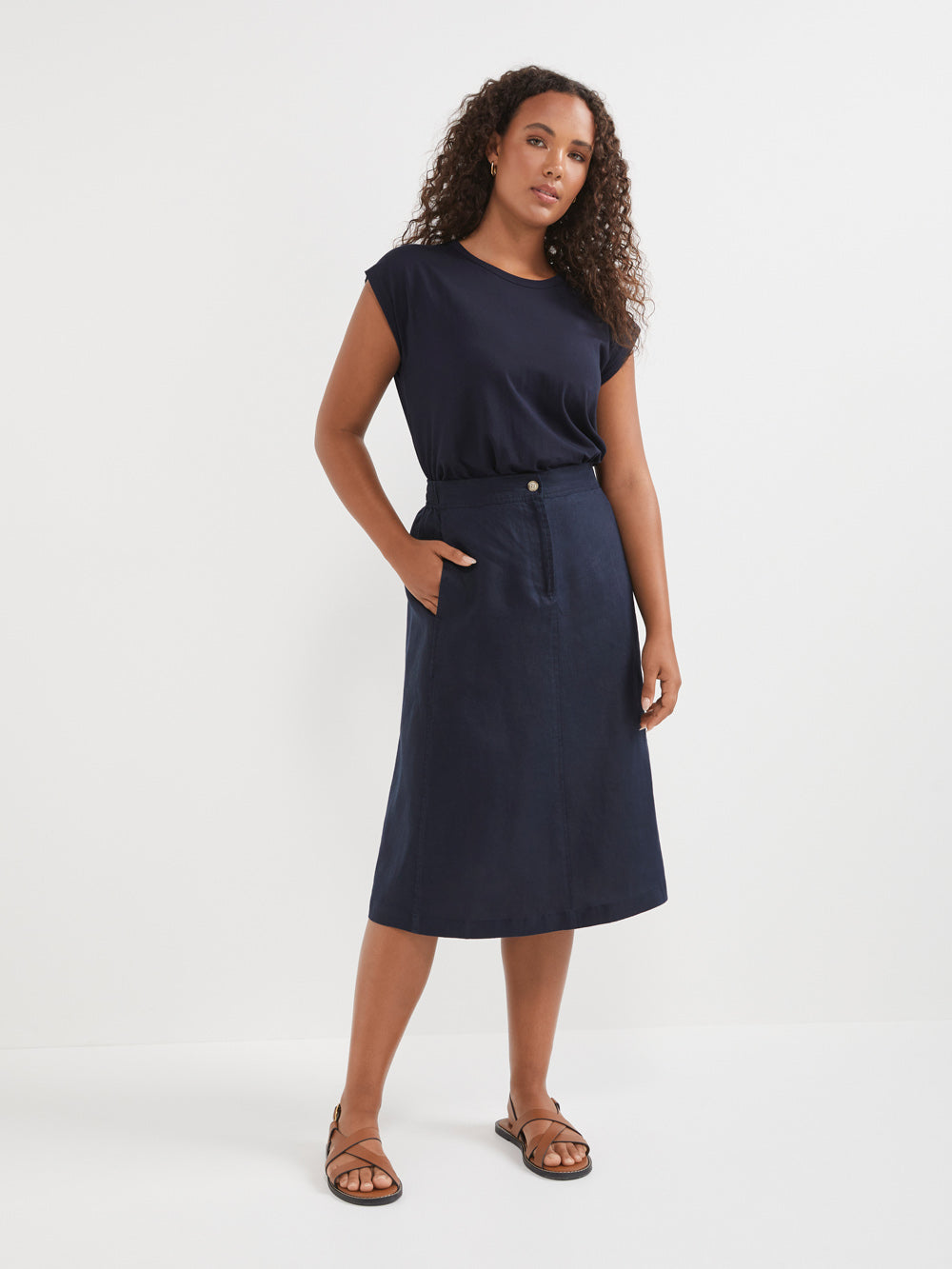 The Washed Linen A-Line Skirt