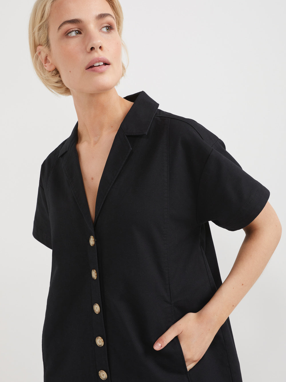 The Stretch Cotton Canvas Shirt Dress