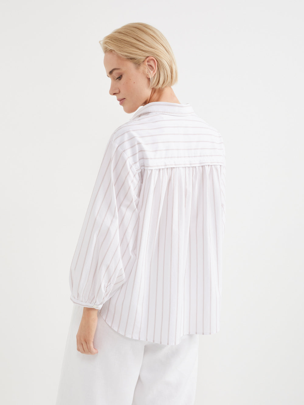 The Stripe Cotton Poplin Popover Top