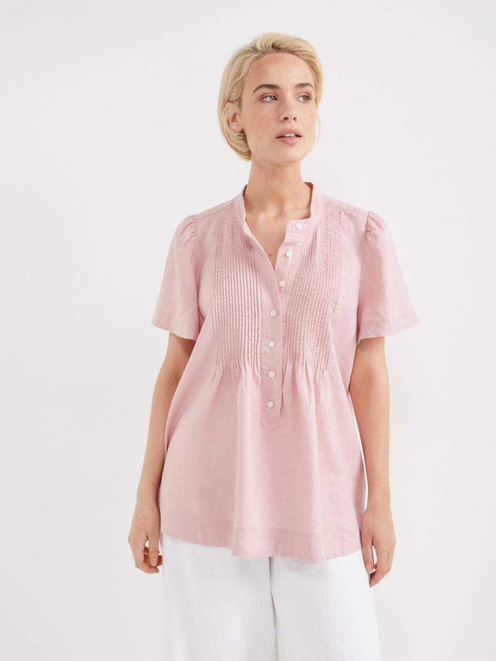 The Linen Pintuck Top