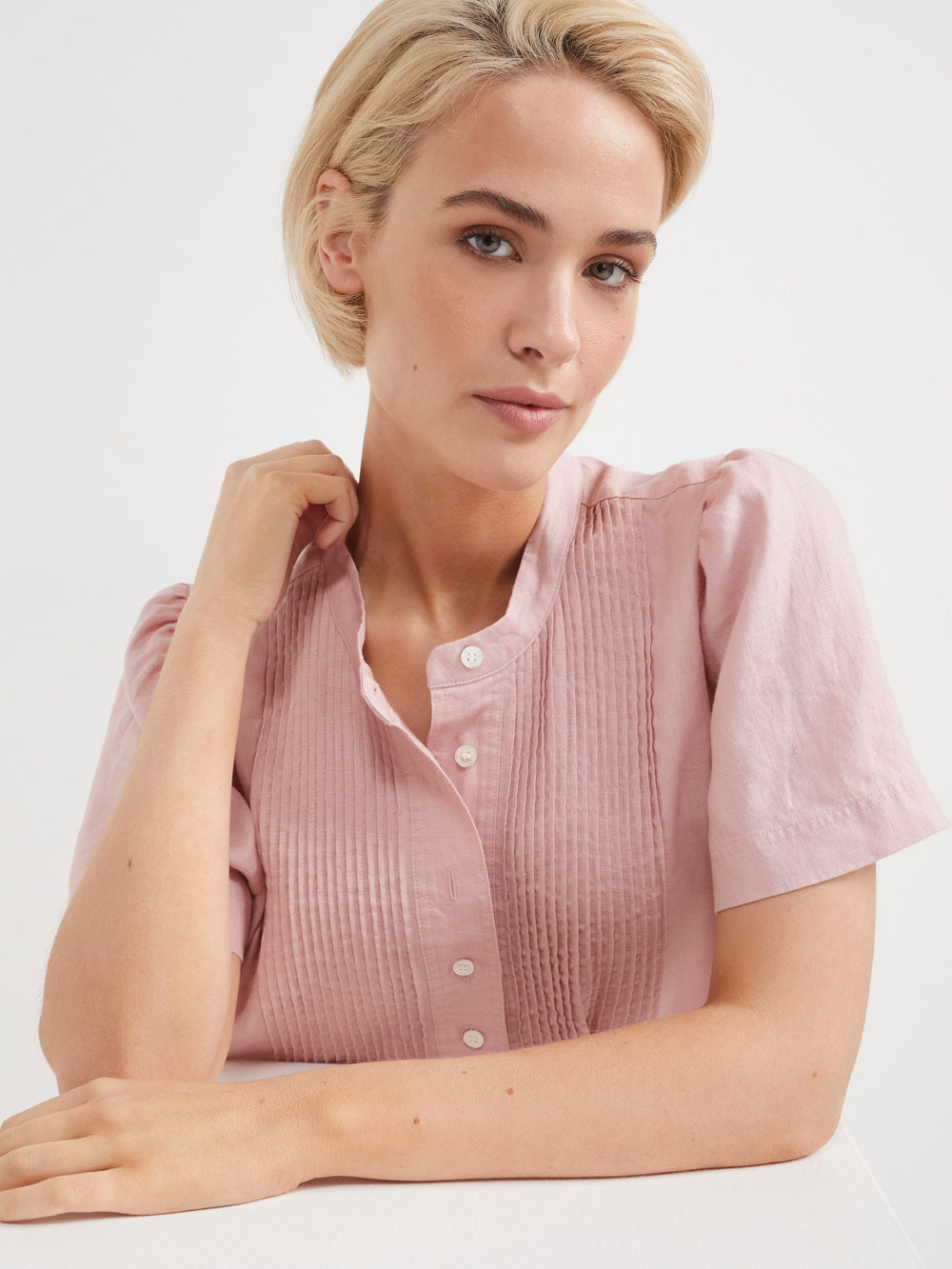 The Linen Pintuck Top