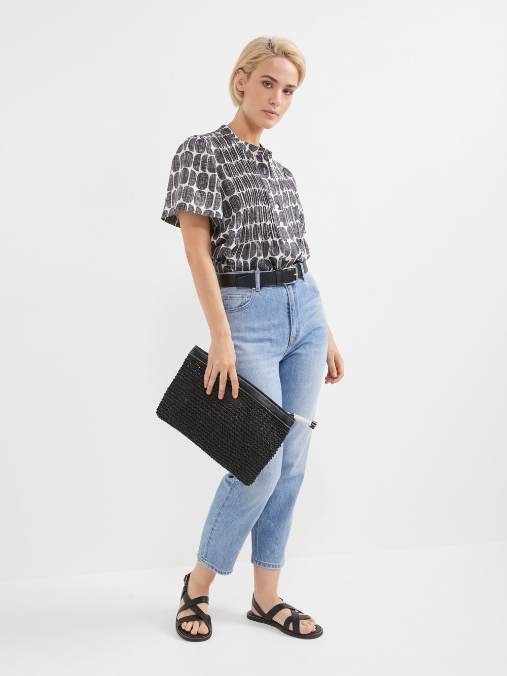 The Etched Print Linen Top