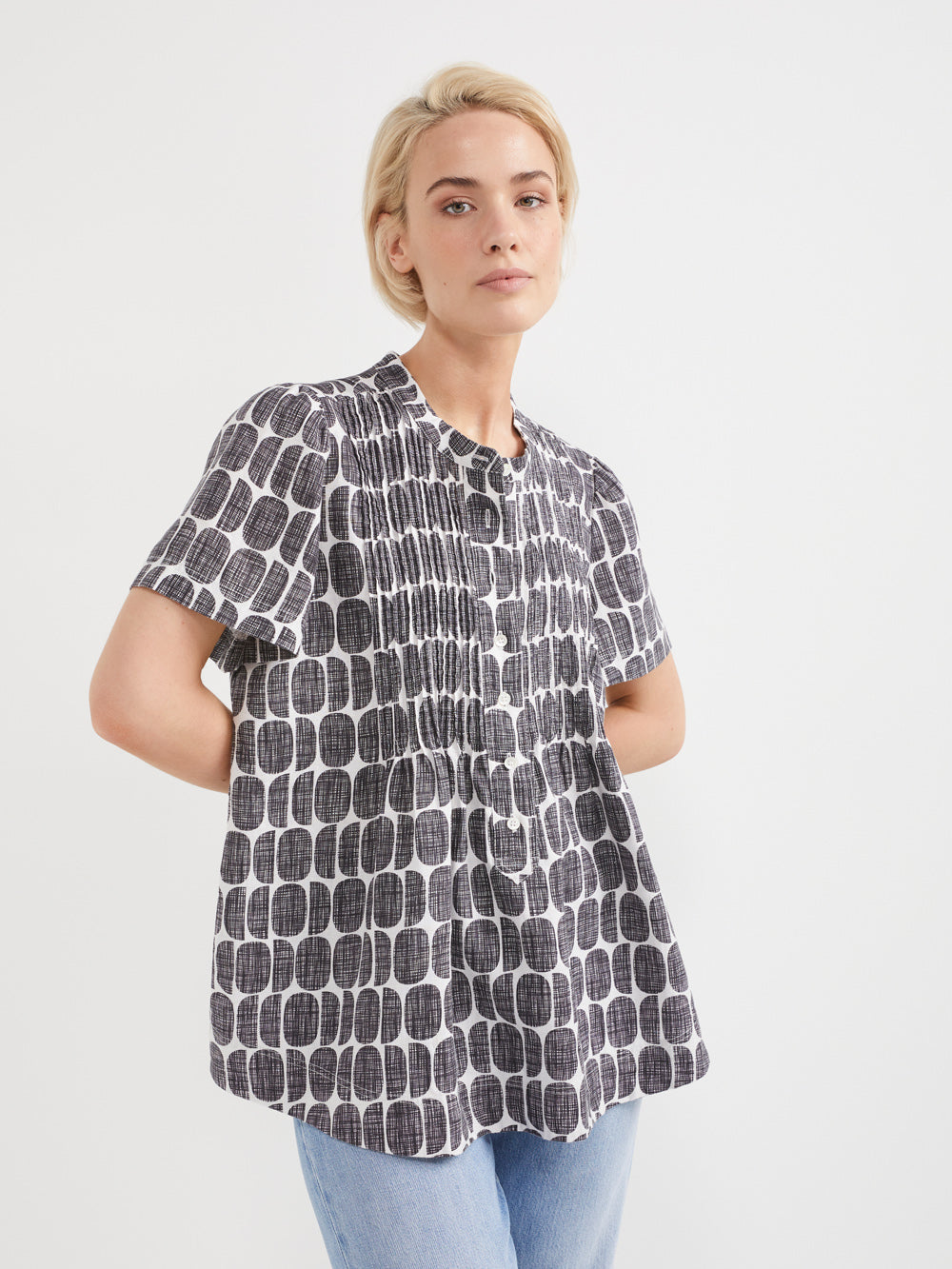 The Etched Print Linen Top