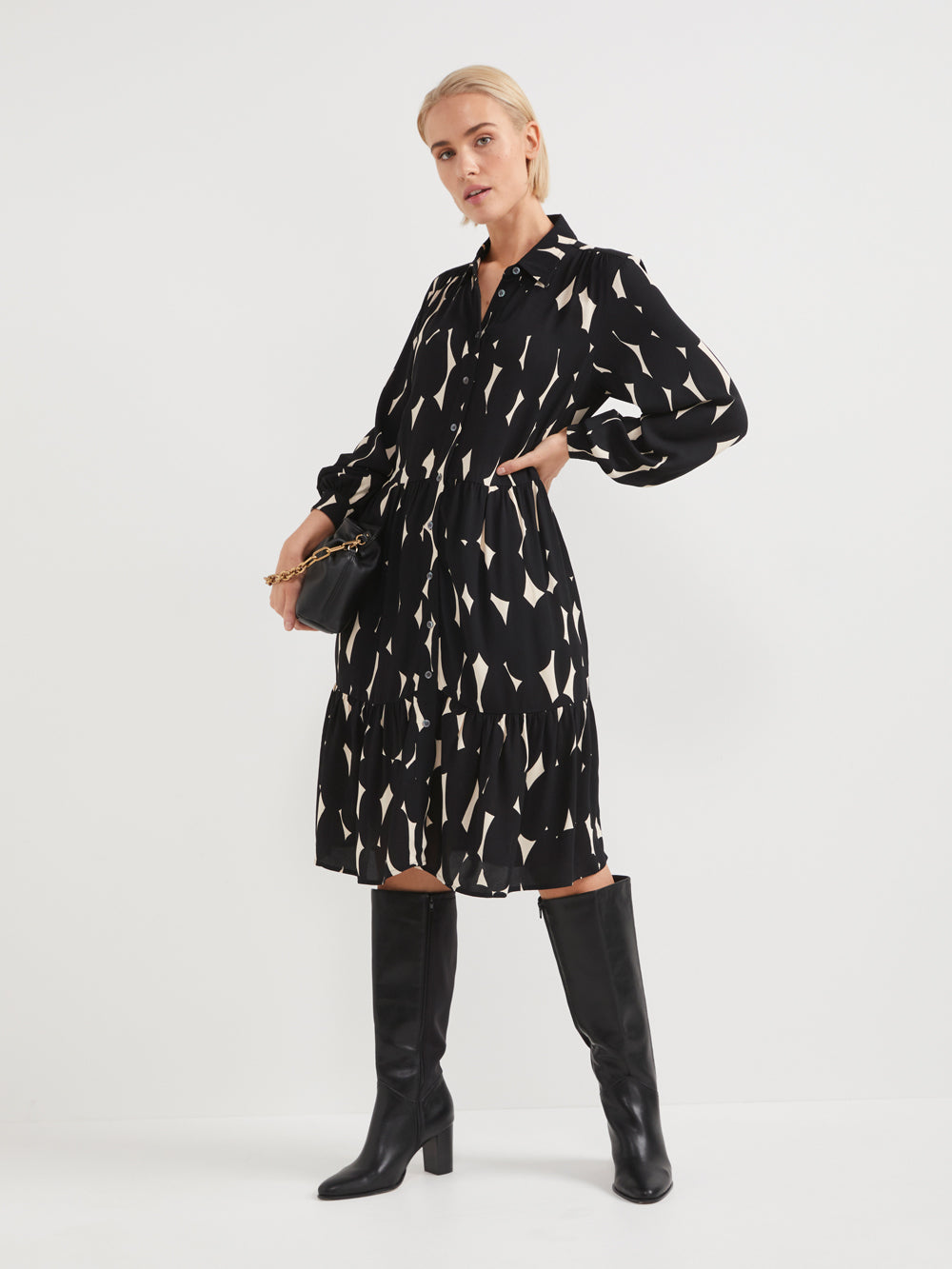 The Drapey Tiered Shirt Dress