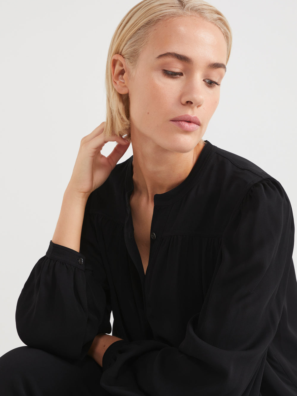 The Half Placket Draped Top