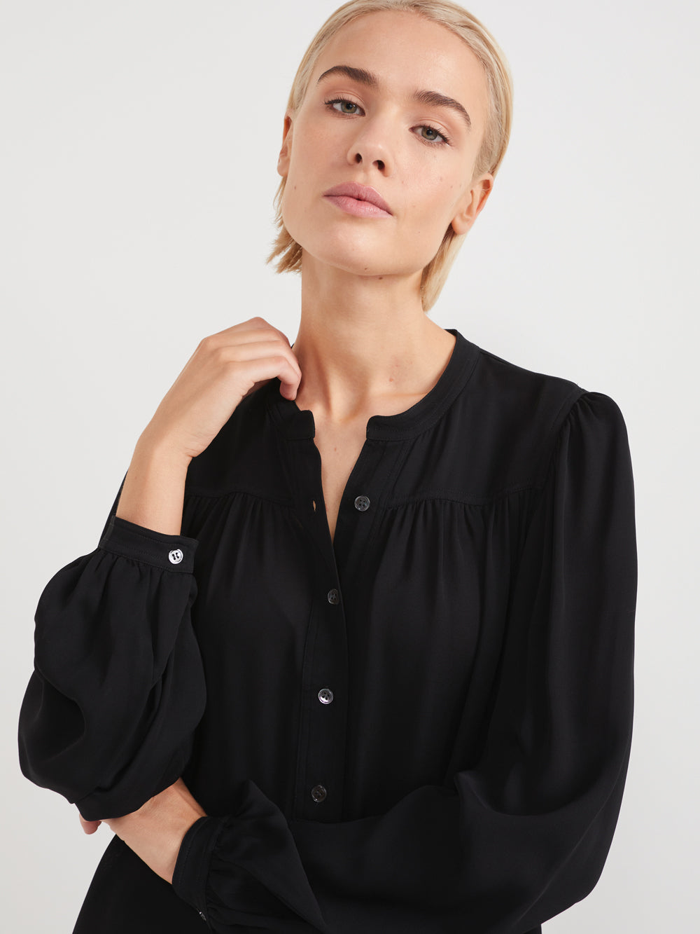 The Half Placket Draped Top