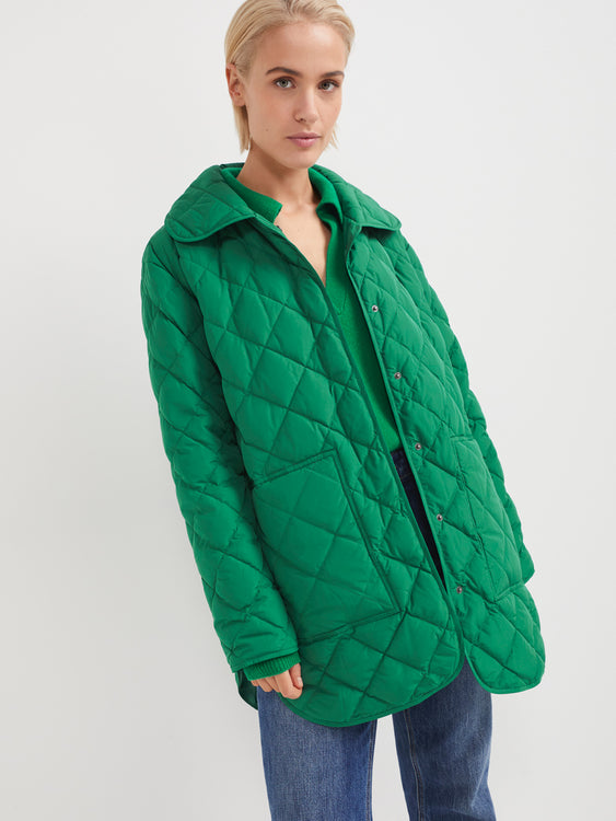 Green quilted sales puffer jacket