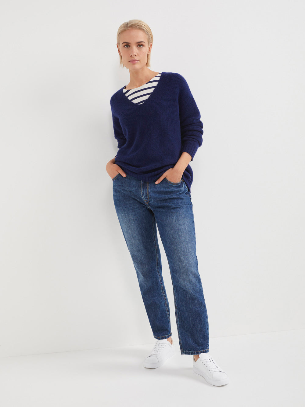 The Cardigan Stitch V Neck Pullover