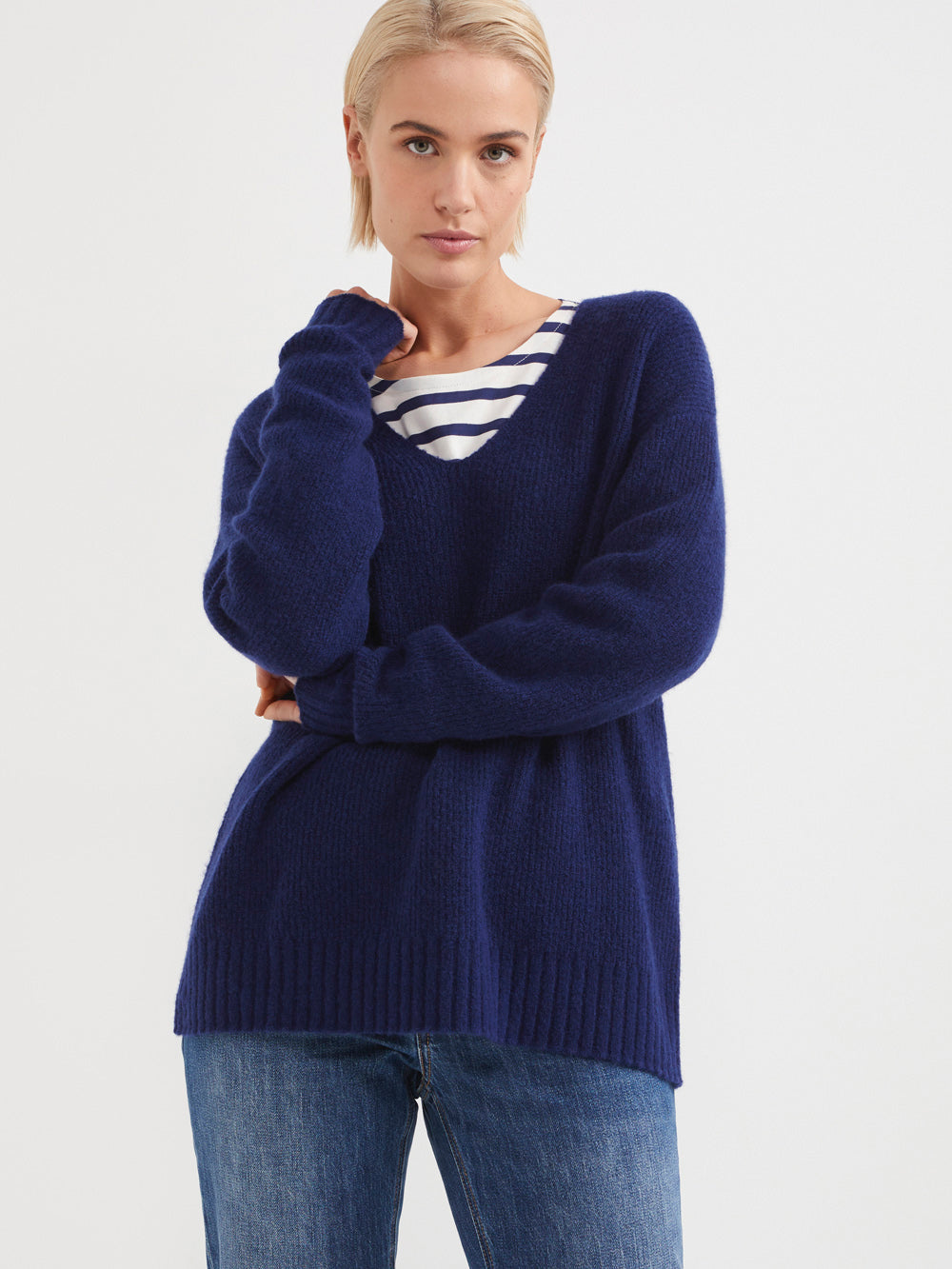 The Cardigan Stitch V Neck Pullover