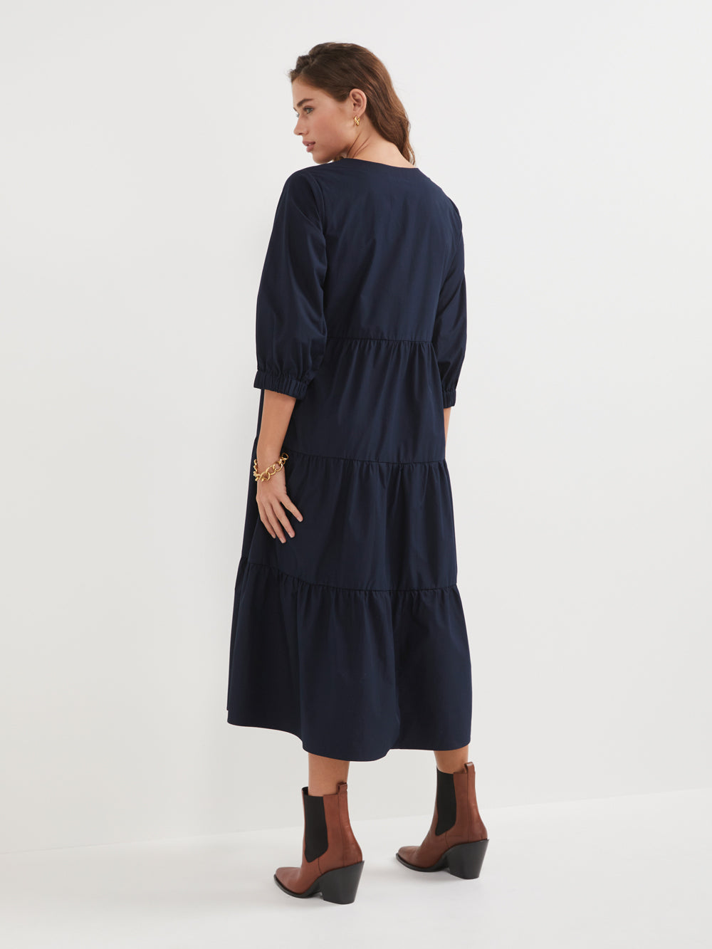 The Washed Cotton Poplin Tiered Dress