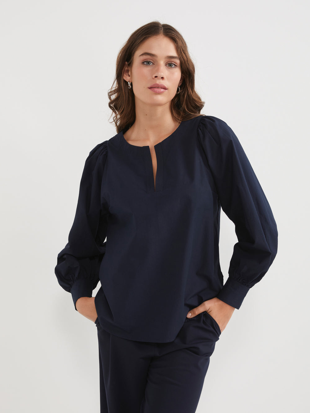 The Cotton Poplin Multi Stitch Top