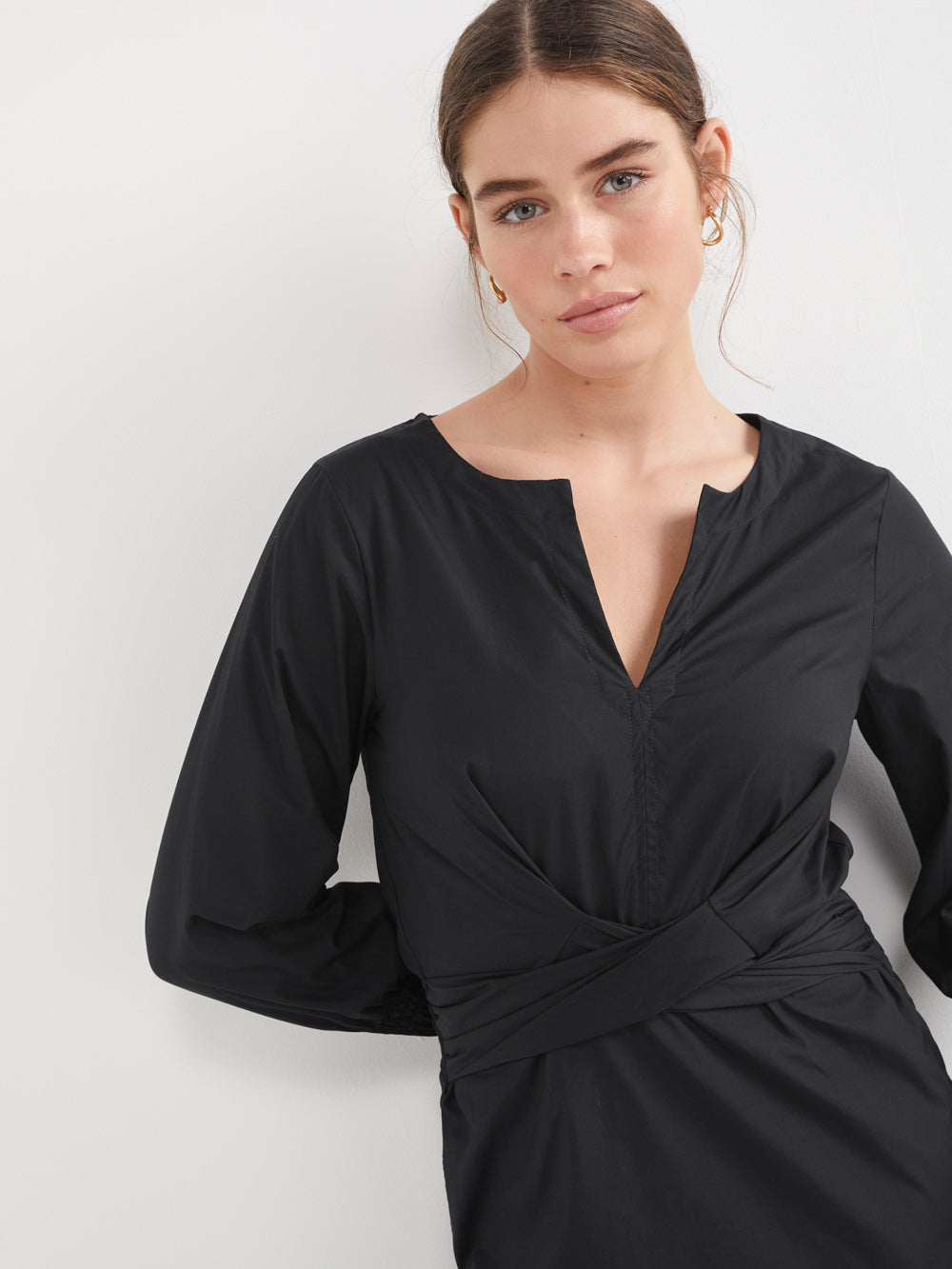 The Cotton Poplin Twist Detail Dress