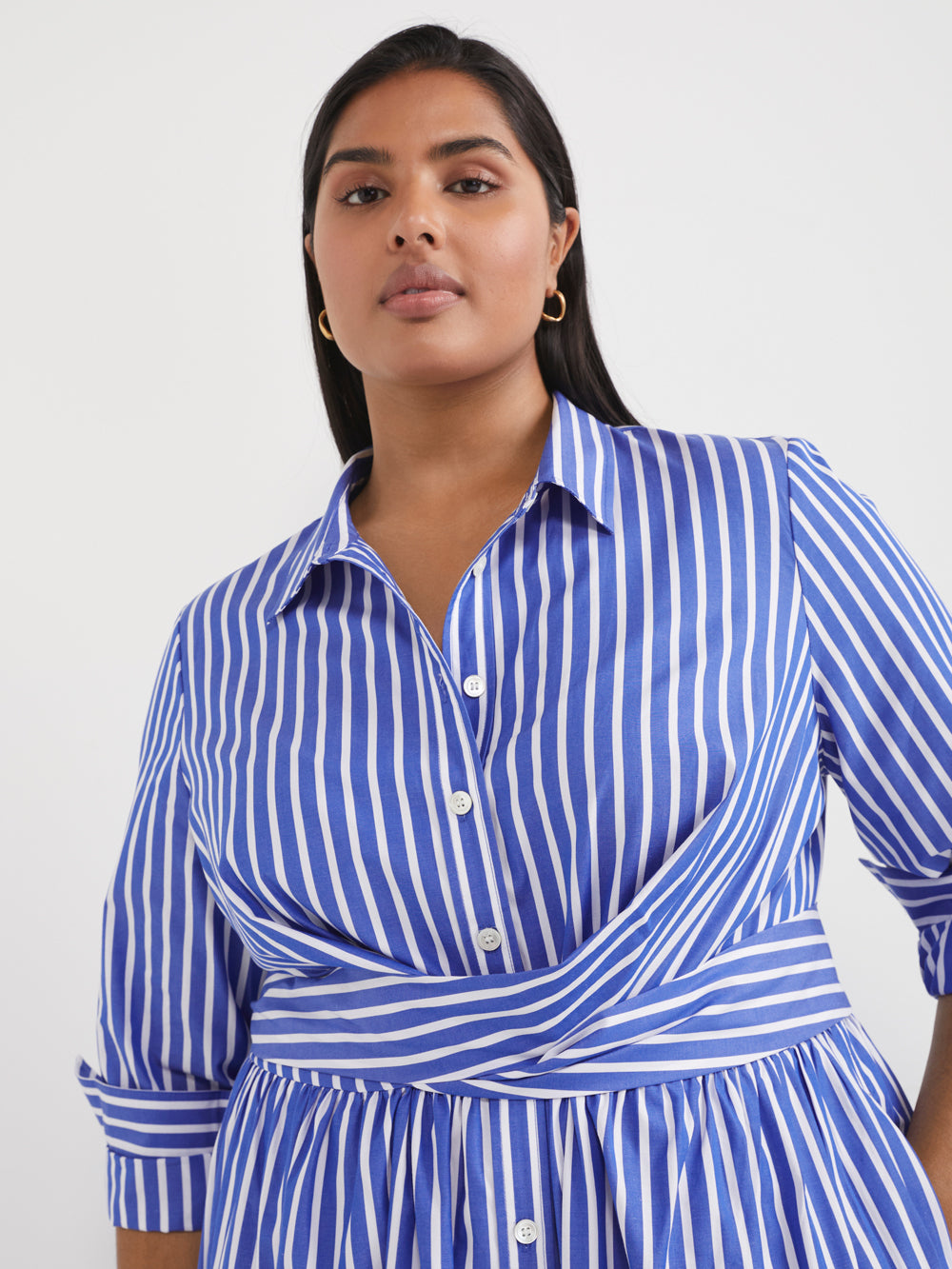 The Poplin Tiered Shirt Dress - Commonry