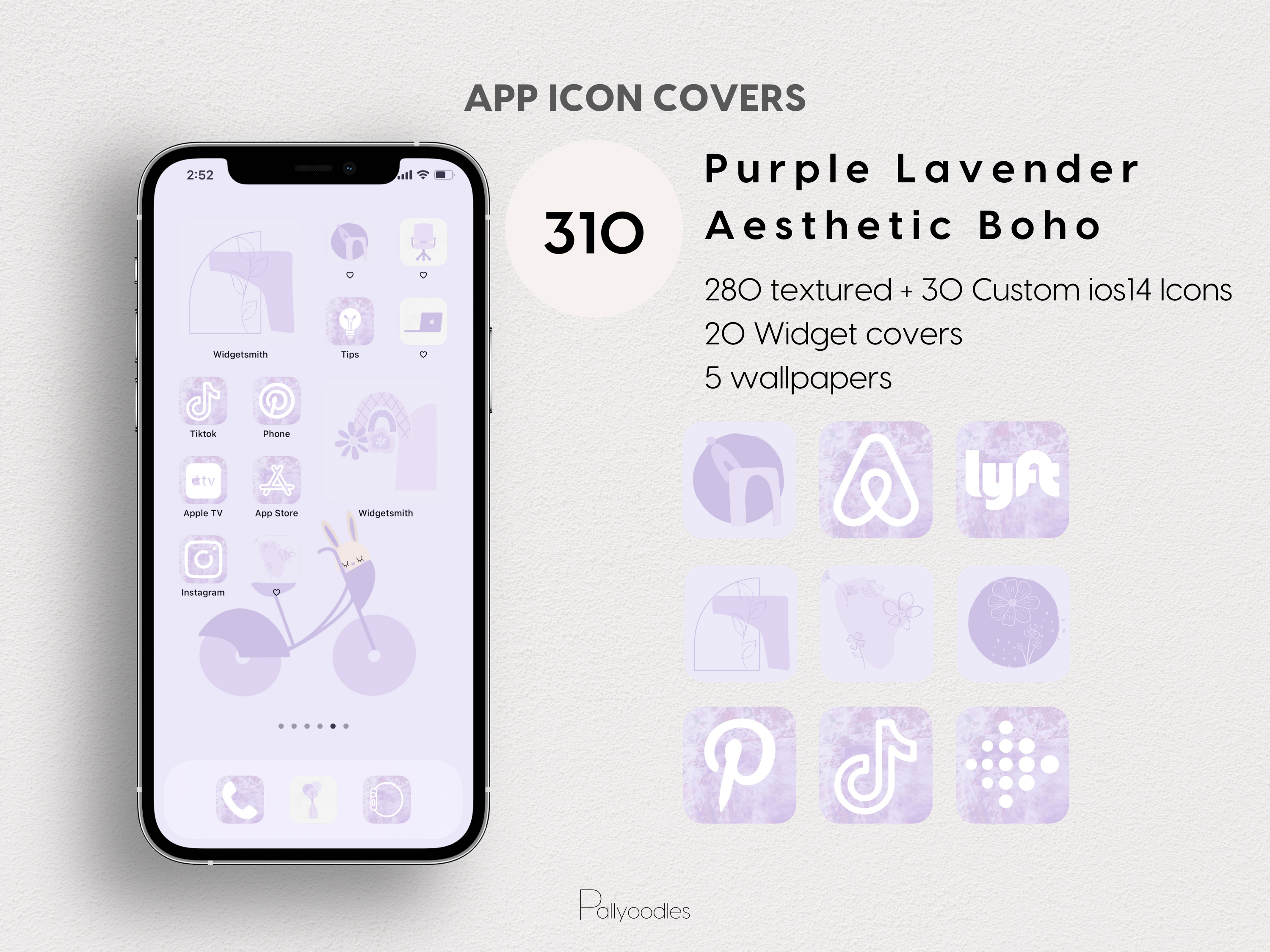 Purple Lavender Aesthetic Boho Ios 14 App Icons Pallyoodles