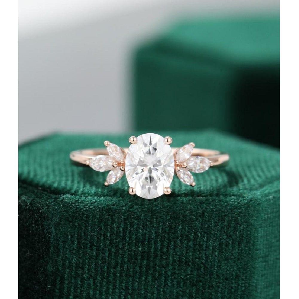Buy 1.33CT Oval Moissanite Engagement Bridal Cluster Ring Diamond Online in  India - Etsy | Moissanite engagement ring rose gold, Oval cut engagement  ring, Engagement rings