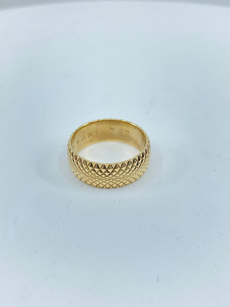 Friendship ring 9ct yellow gold band Siffari diamond cut pattern finis ...