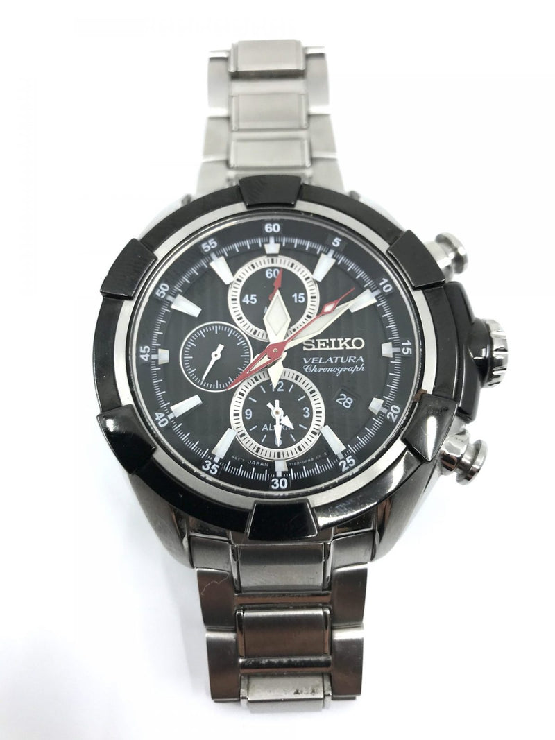 58 Seiko Velatura watch used chronograph quartz stainless steel date –  Vintage Luxury