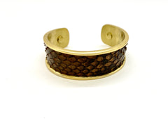 Brown Python Brass Cuff Bracelet