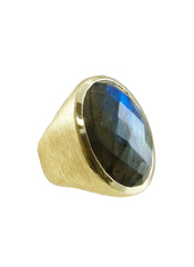 Gold Labradorite Statement Ring