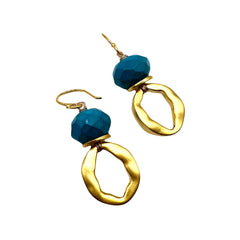 Gold + Turquoise Hoop Earring