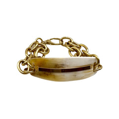 Cream Bullhorn & Solid Brass Bracelet