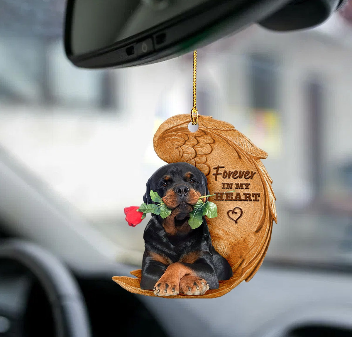 Rottweiler forever in my heart rottie hanging ornament-2D Effect – Bugybox
