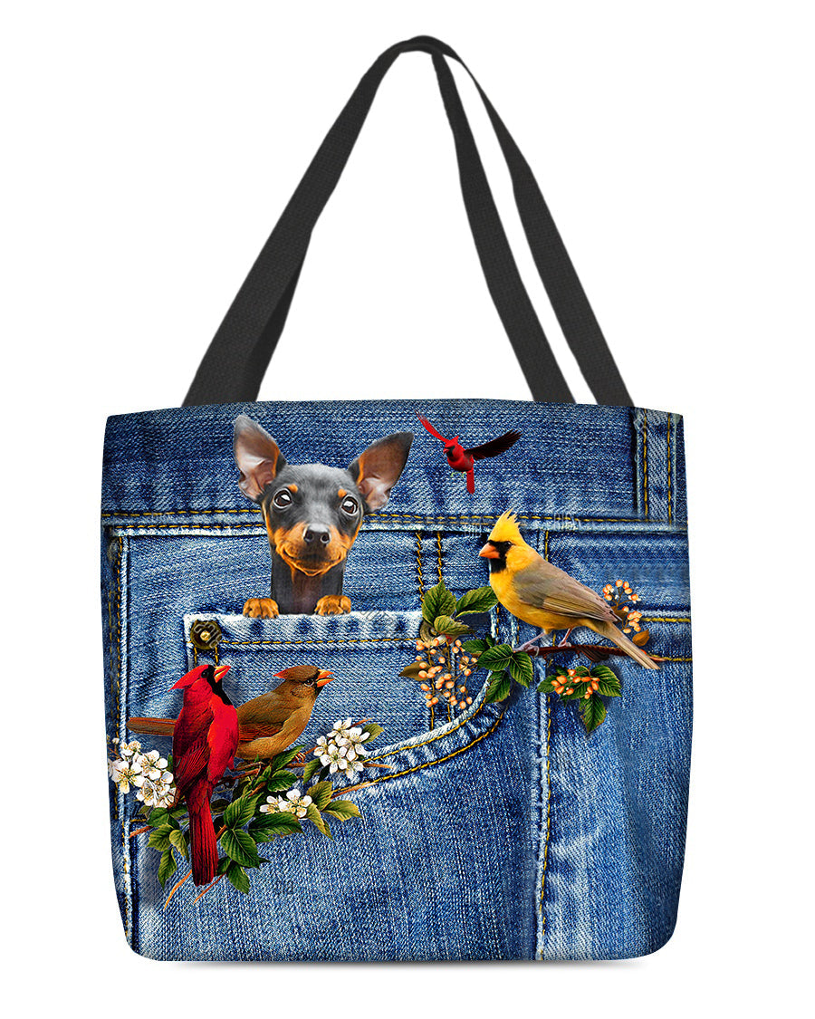 Miniature pinscher-Cardinal & Dog Cloth Tote Bag