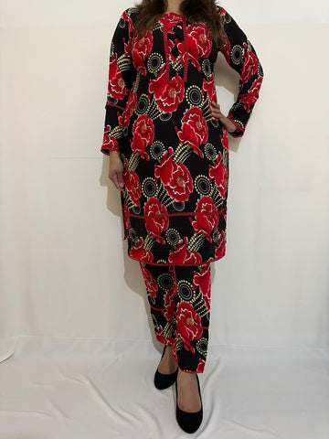 2 PC PRINTED READYMADE LINEN SUIT