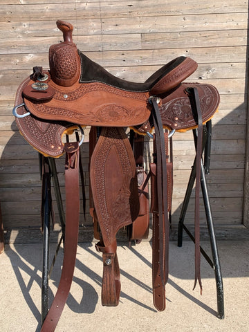 western saddle made with chocolate skirting