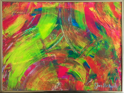 Jim Richards XL spray paint neon drip painting on canvas Painting
