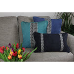 Load image into Gallery viewer, McAlister Textiles Coba Striped Navy Blue Velvet Cushion Cushions and Covers 
