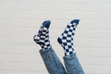 Father's Day Navy Checked Socks