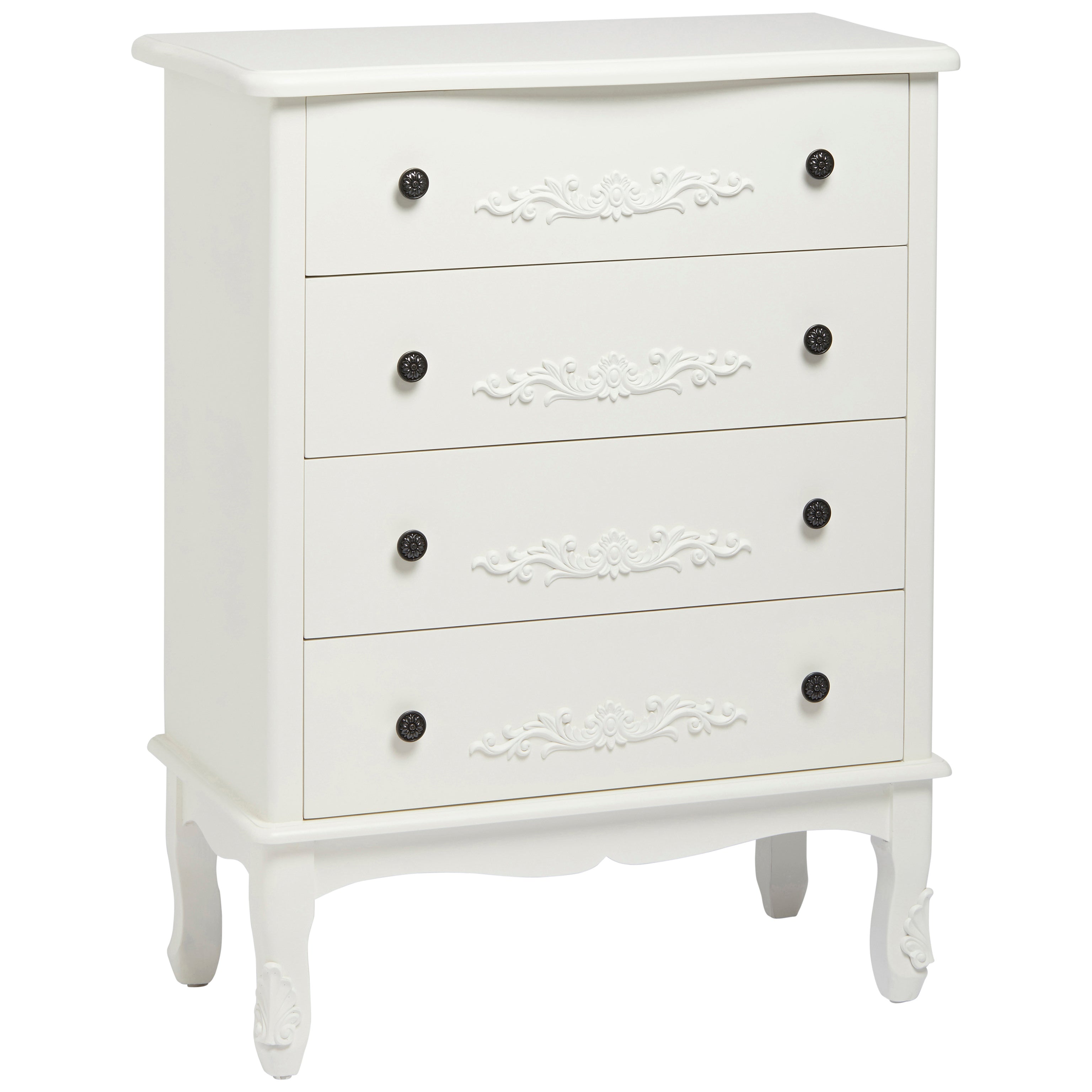 Shabby Chic French Bedroom Chest Of 4 Drawers Black White