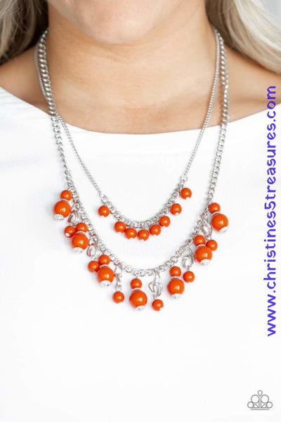 Beautifully Beaded - Orange Necklace ~ Paparazzi