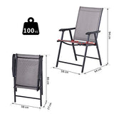 Outsunny Set of 2 Foldable Metal Garden Chairs Outdoor Patio Park Dining Seat Yard Furniture Grey