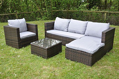 Bigzzia Rattan Modular Corner Sofa Set Bahamas 5PC Garden Corner Sofa