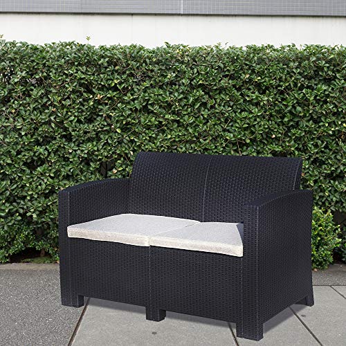 Trueshopping Marbella Outdoor Rattan Effect Sofa in Graphite - 2 Seate