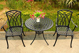 Centurion Supports OSHOWA Luxurious Garden & Patio Table & 2 Large Chairs with Armrests Cast Aluminium Bistro Set - Black