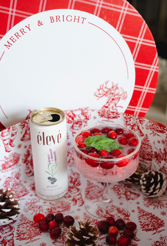 Holiday mocktail with élevé sparkling water