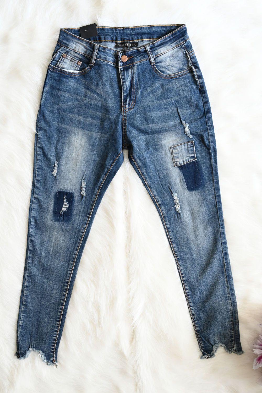 Women Distressed Monkey Wash Jeans – Datotta