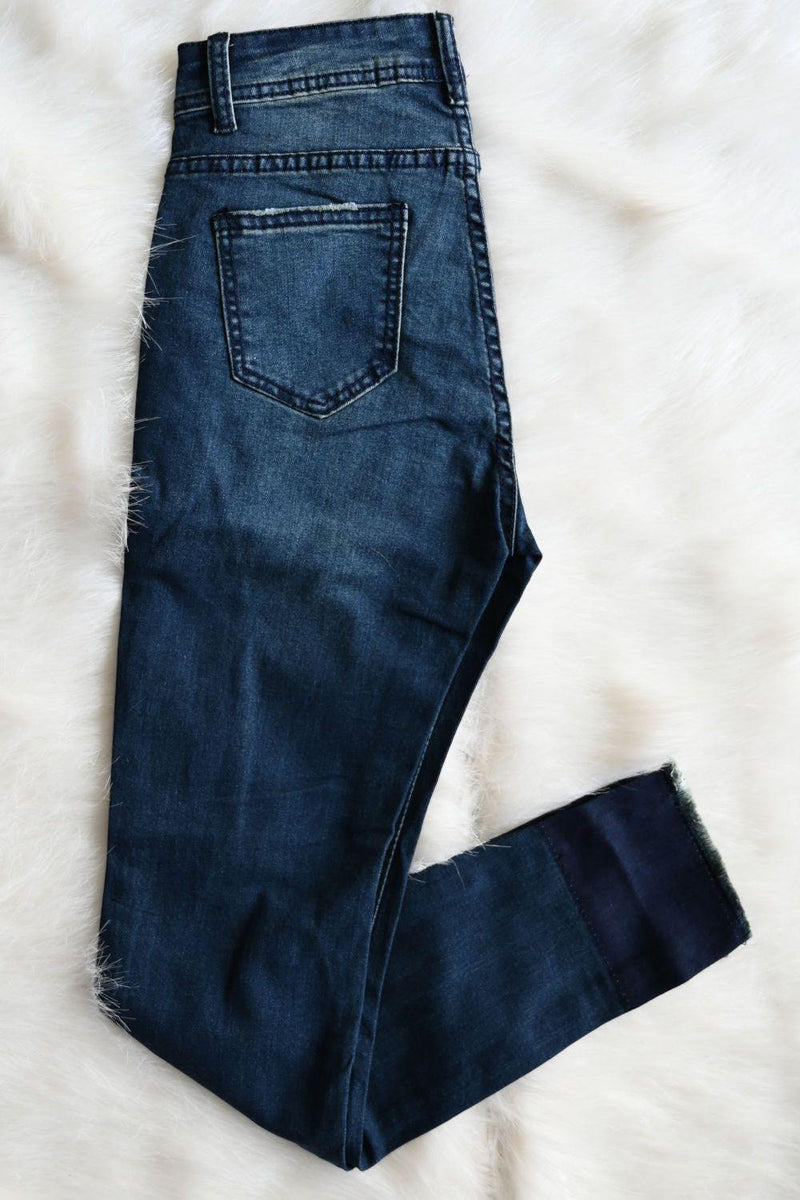 Women Dark Blue Distressed Jeans - Datotta