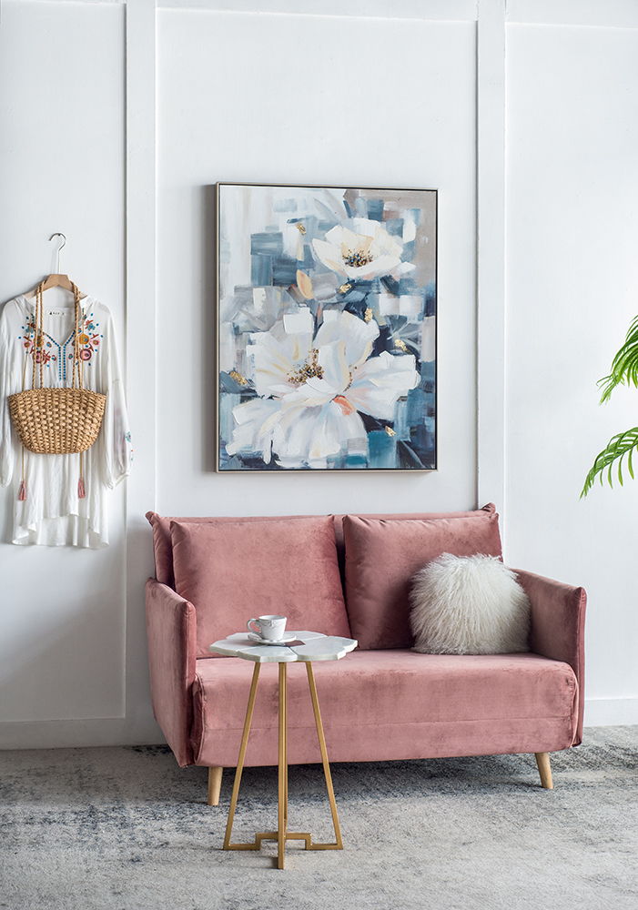 Blue Large Rectangle Framed Wall Art - Flower Canvas Print Ideal for Home Decor in Living Room, Kitchen, Foyer, and Office