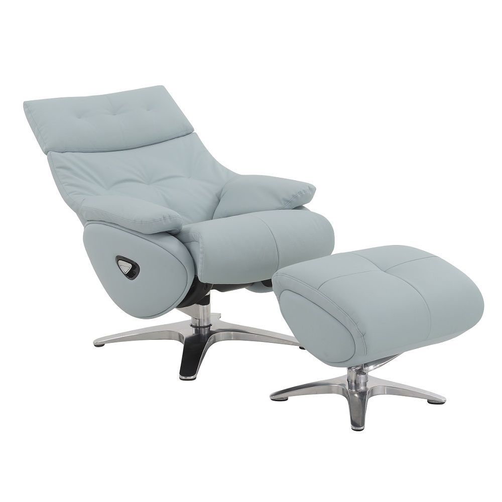 Babyblue Janella Motion Accent Chair with Swivel and Ottoman