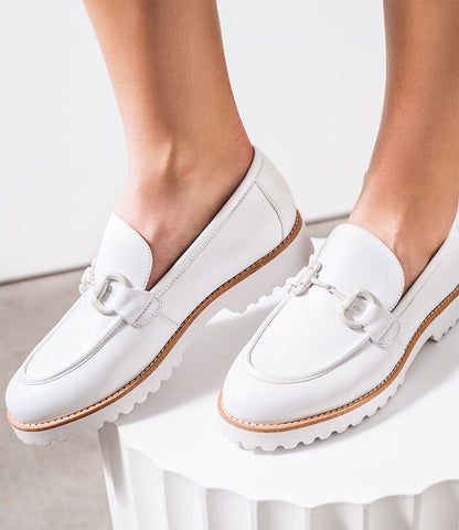 GAYNOR Moccasin with Matte Hardware in Offwhite