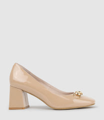 BLYTHE65 Square Toe Pump with Hardware in Nude