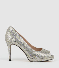 CORINE95 Peeptoe Pump in Silver