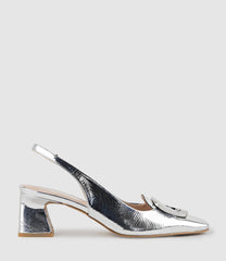 DANIA55 Albert Throat Slingback Pump in Silver Crinkle