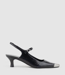 DEVINA60 Mary Jane Slingback Pump in Black Reptile