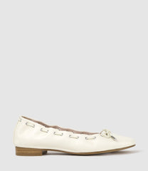 ECHO Square Toe Ballet in Offwhite